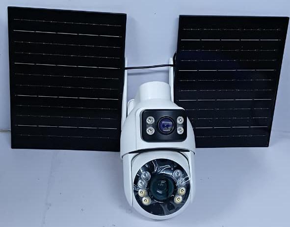 Dual lens solar CCTV camera
